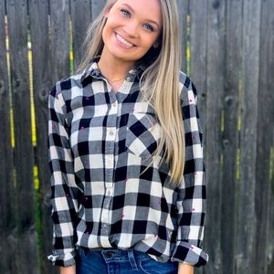 Checkered button down with heart detailing